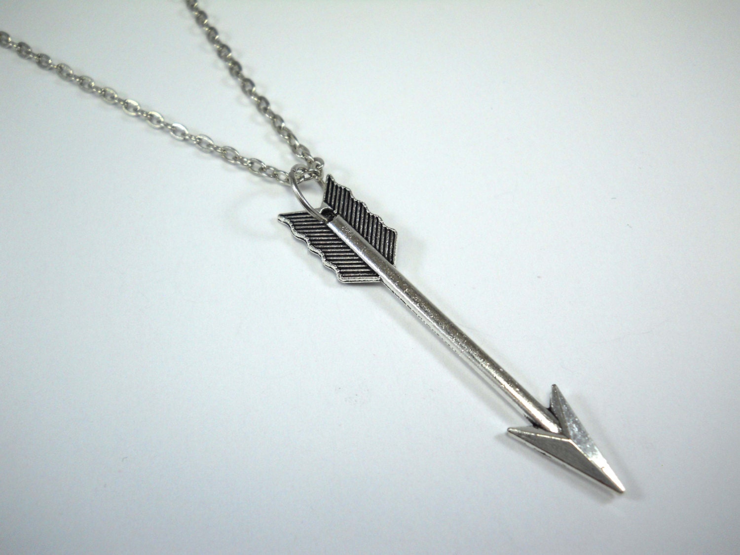 Large Arrow Pendant Antique Silver Tone Men's Necklace
