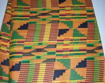 Taditional Kente print African fabric per yard kente #2/ African textiles/ African prints/ kente cloth fabrics/ Clothing/ Decor