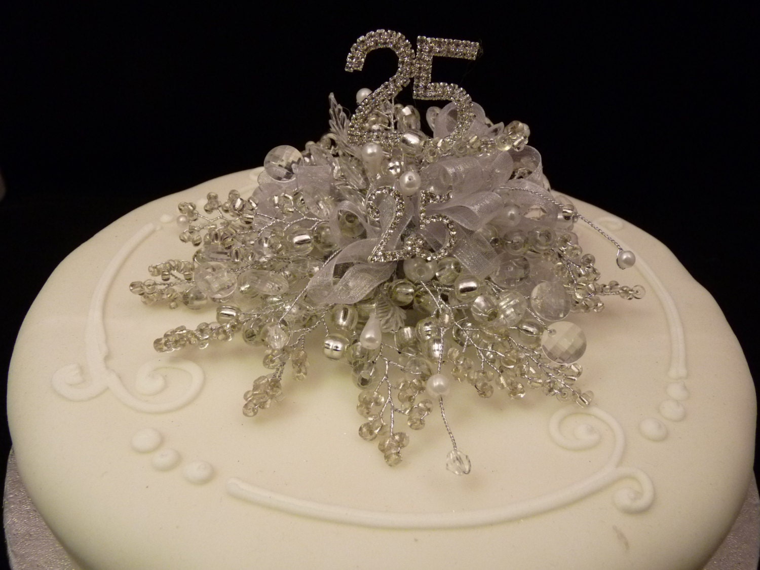  Silver  wedding  cake  decoration Silver  wedding  cake  topper  