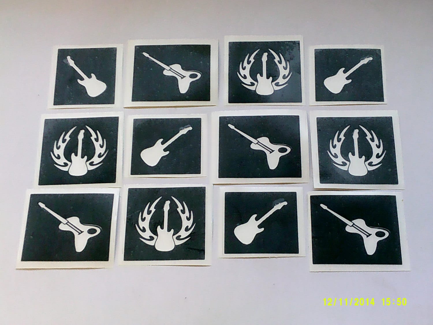 Guitar themed stencils for etching on glass by Dazzleglittertattoo