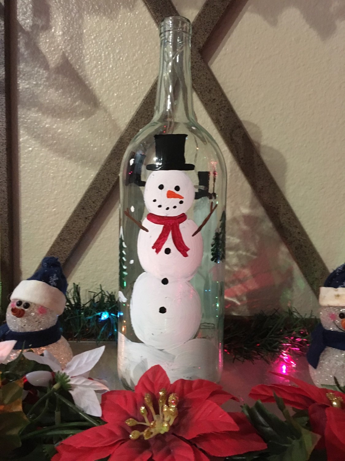 Christmas light up wine bottles Decorative Christmas bottles