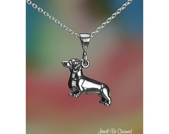 Sterling Silver Dachshund Necklace 16-24" Chain or Pendant Only .925