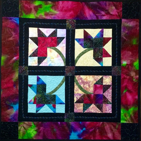 Brilliant jewel colored handmade quilt or by SnowbirdQuilter