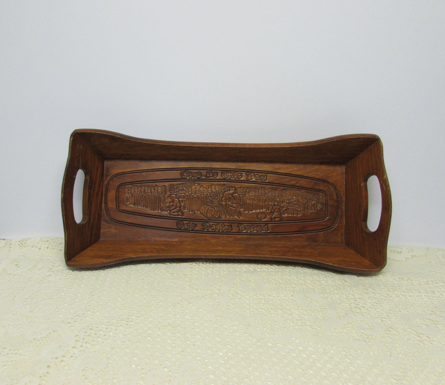 Wooden Bread Tray Bread Serving Tray Carved in Tray Give