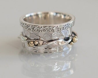 Dha Spinner Ring - Meditation Ring - Anti Stress Ring - Three Metal Rings - Multi Metal Ring - Mixed Metal Ring - Unisex Ring - Yoga Ring