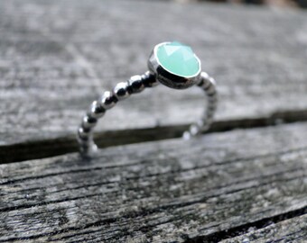 Chrysoprase Stacking Ring, Sterling Silver, Made to Order