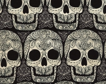 Skulls Fabric Fat Quarter, Half Yard, or By-The-Yard; C4579; Novelty Fabric; Timeless Treasures; Halloween