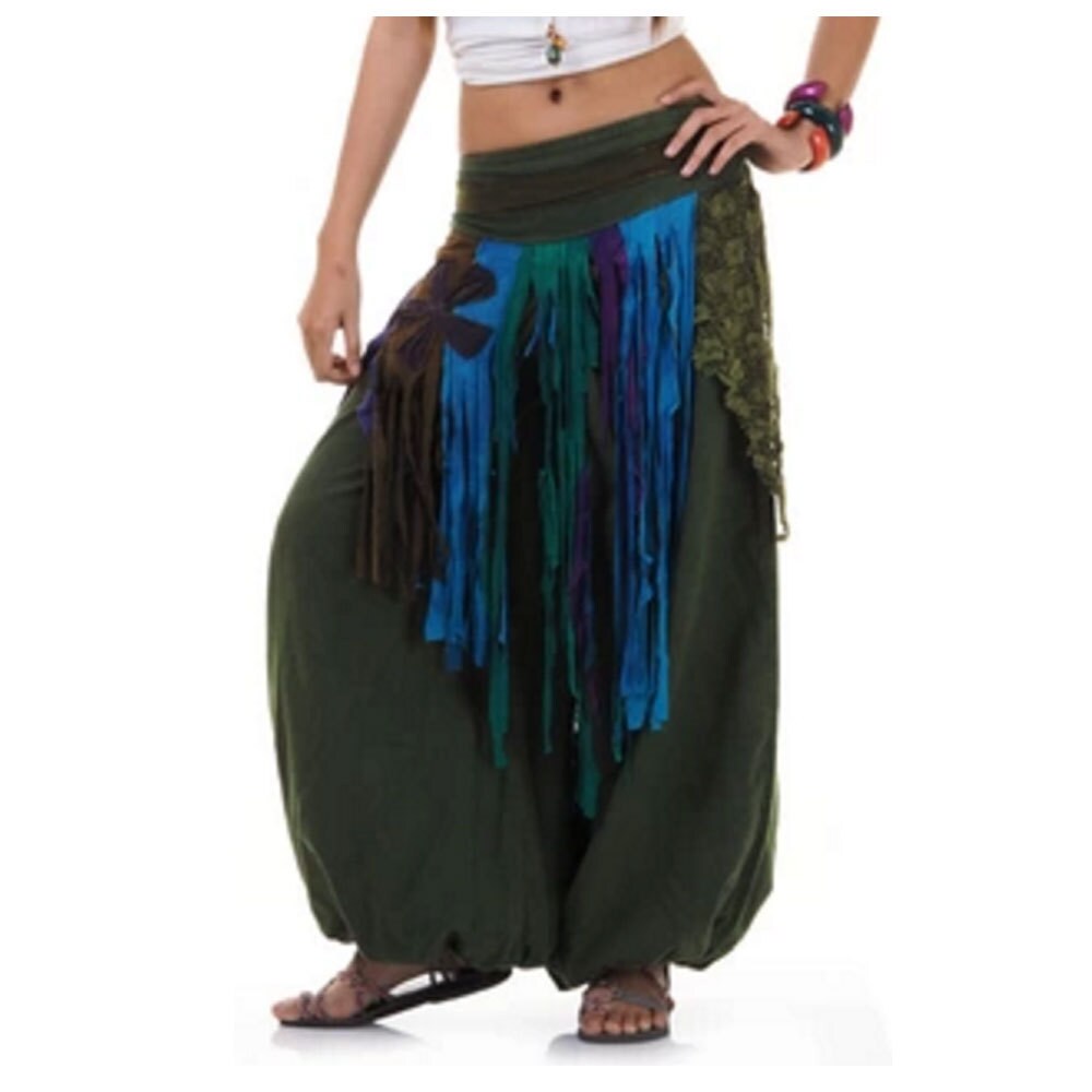 Lapin.DIY pants pants hippie Bohemian clothes per Miao green