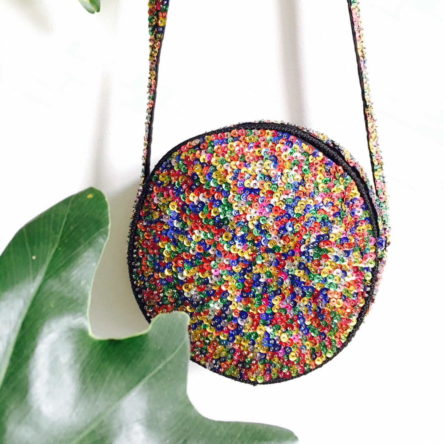 Rainbow Sequin Round Party Purse