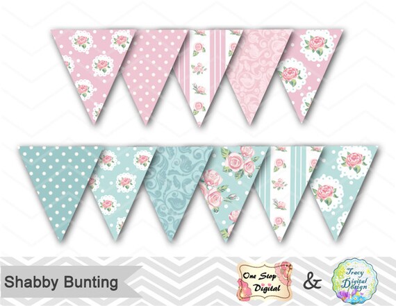 printable shabby chic bunting instant download shabby chic printable shabby chic bunting instant download shabby chic