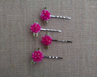 Pink Bobby Pins, Flower Bobby Pins, Women's Bobby Pins, Girls Hair Accessory, Flower Hair Pins, Pink Hair Pins, Girls Bobby Pins, Girls Gift
