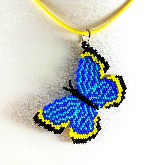 Beaded butterfly necklace Butterfly jewelry Beaded by Galiga