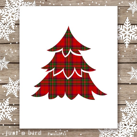 Red Tartan Christmas PRINTABLE Red Plaid Christmas wall art