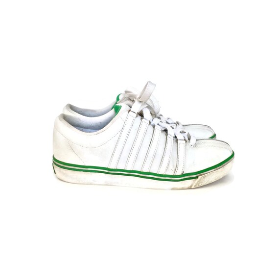 Vintage K SWISS White & Green Sneakers. Size women 9 // men