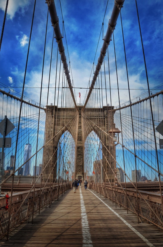 Print Brooklyn Bridge Oil Painting Canvas new by ReburnDesigns