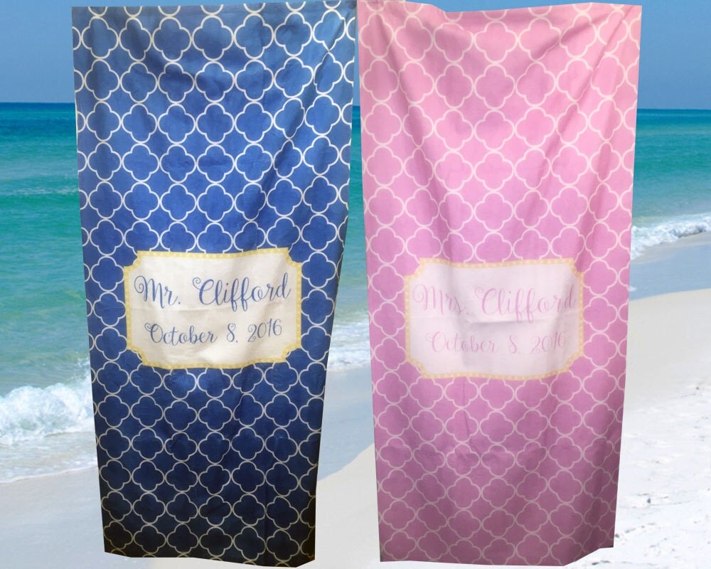 His and Hers Honeymoon Beach Towel Personalized by onesassysister