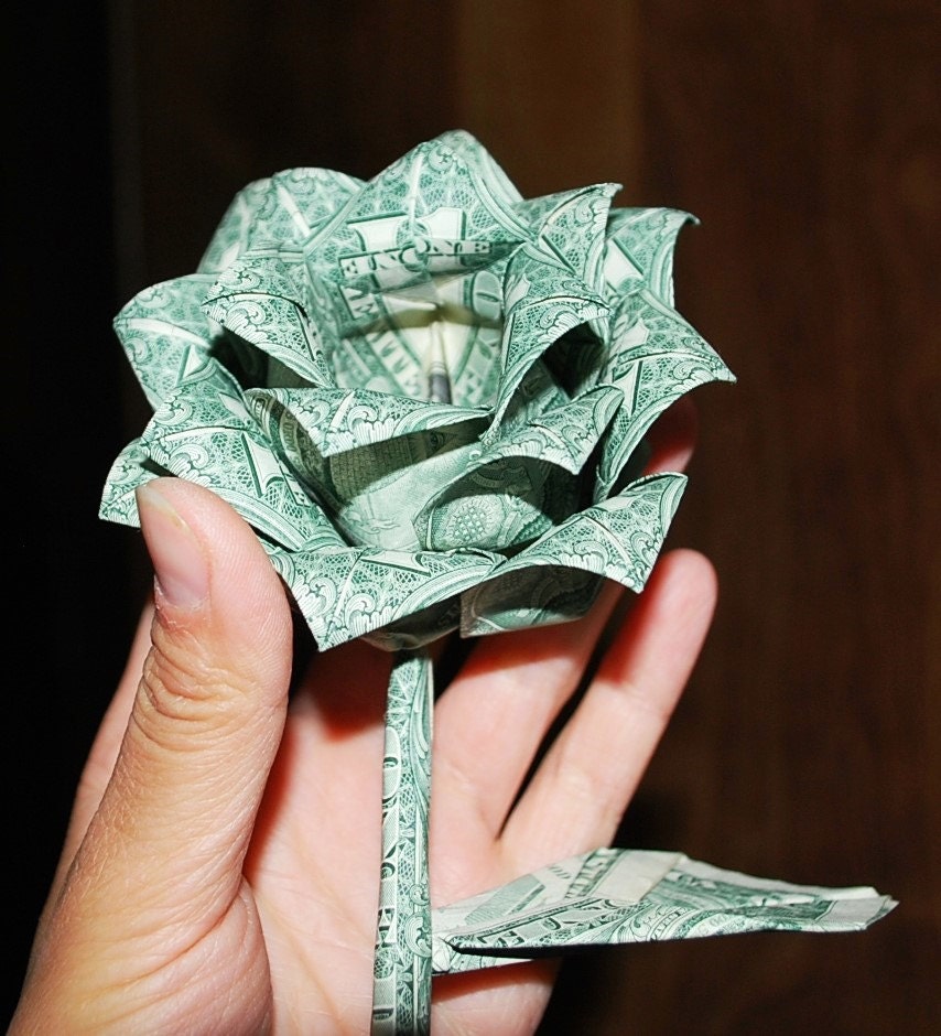 rose step by step money origami flower instructions