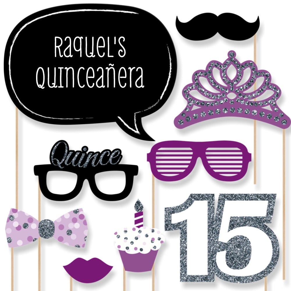 Quinceanera Sweet 15 Purple Birthday Party Photo Booth
