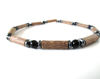 Adult's Hazelwood necklace with Purple Stripe Agate beads