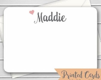 Name Note Cards with Envelopes - 12pk, Personalized Flat Note Cards with Envelopes (NC15)