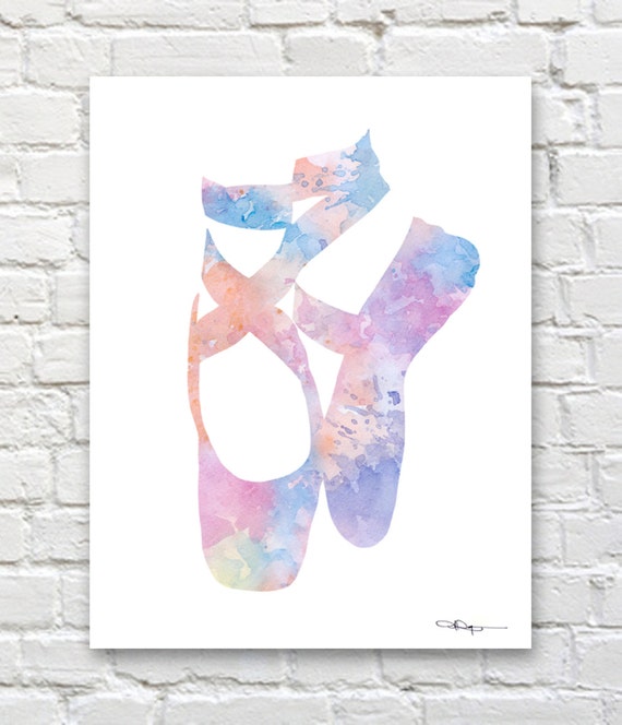 Ballet Slippers Art Print Abstract Watercolor Painting
