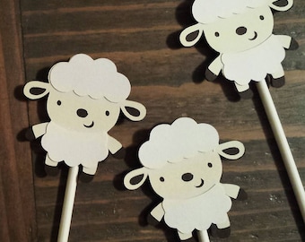 Lamb Baby Shower - Lamb Party - Lamb Cupcake Toppers - Lamb Decorations - Sheep Cupcake Toppers - 1 dozen