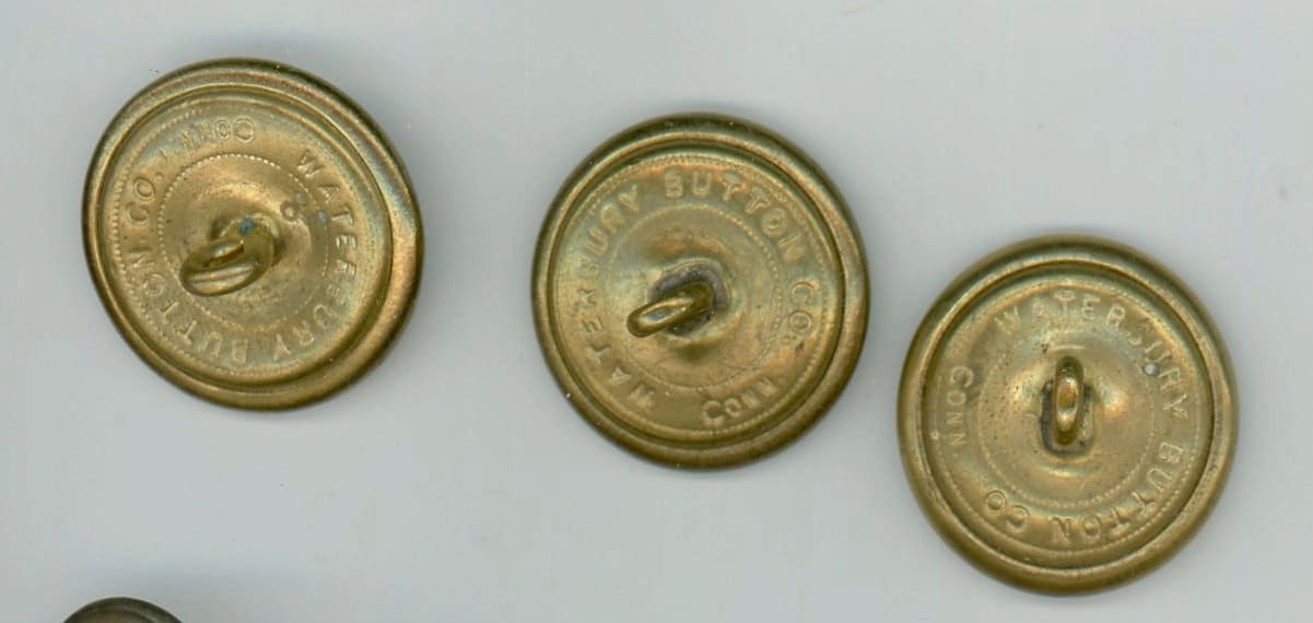 3 US military army coat buttons vintage large brass sewing uniform