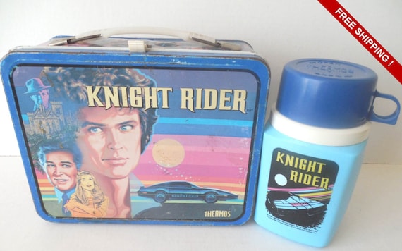 Knight Rider Metal Tin Lunchbox Thermos 1983 USED - We-R-Toys