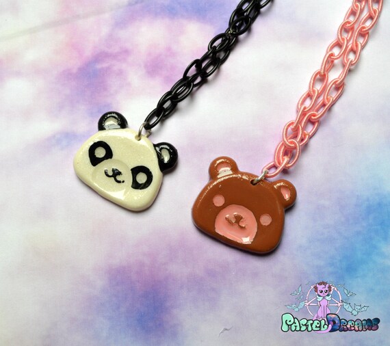 Cute bear panda necklace Pastel Goth Soft Grunge kawaiisoft