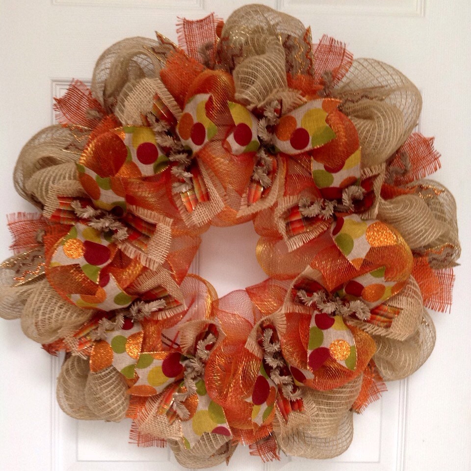 Harvest Premium Ribbon Wreath Handmade Deco Mesh