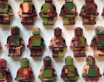 25 Army LEGO Figure Crayons, LEGO Party Favor, LEGO Birthday, Classroom Valentine, Recycled crayon, stocking stuffer, military party favor