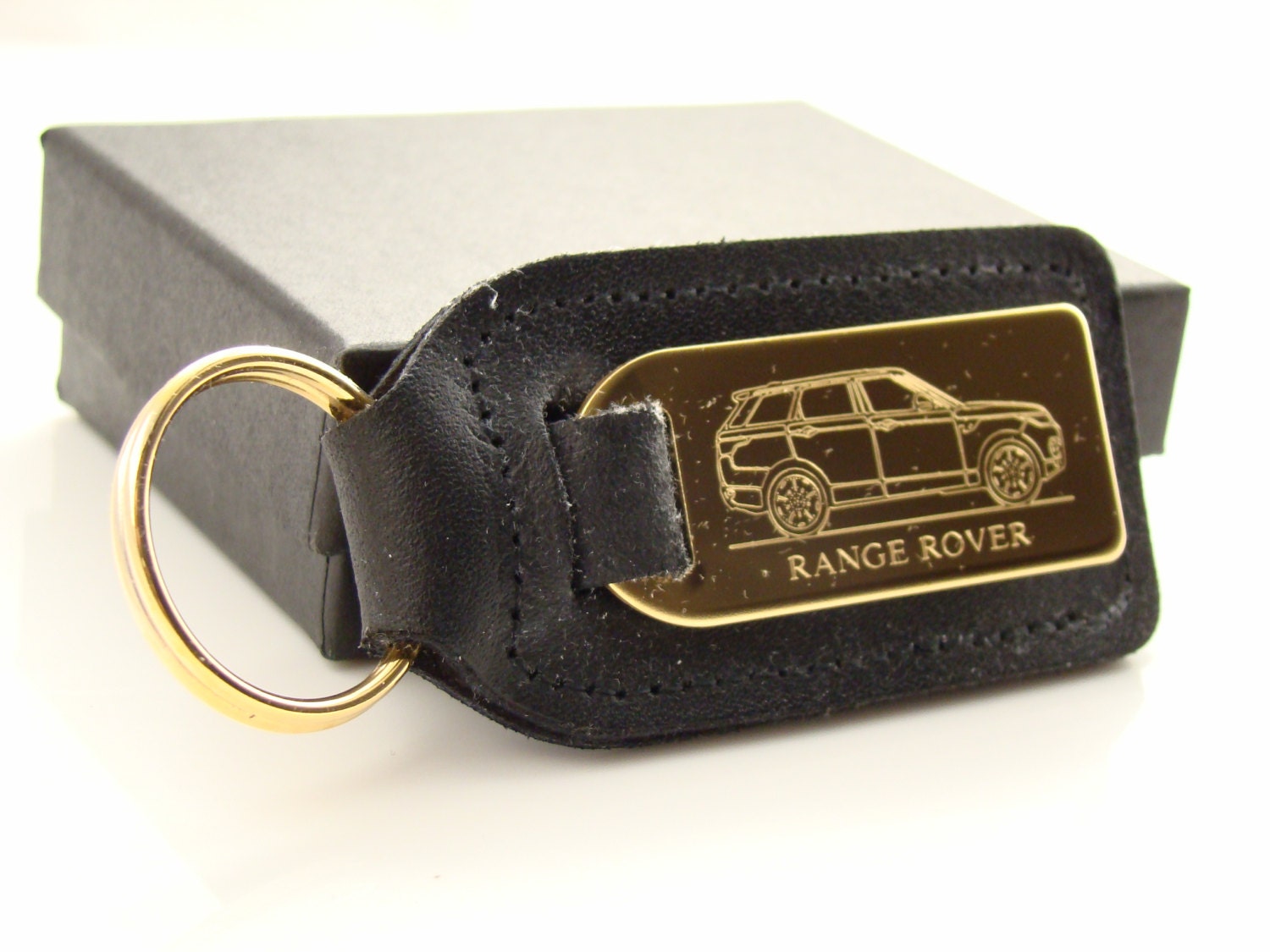 24ct Gold Plated Range Rover Keyring Polished Steel Engraved