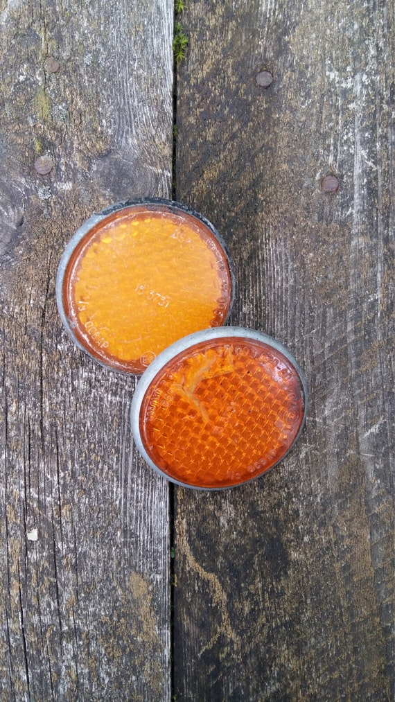 vintage bike reflector bicycle light reflector round orange