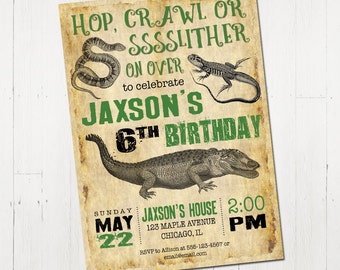 Reptile Birthday Invitation, Reptile Invitation, Reptile Printable Invitation, Lizard Invite, Snake Invitation, Printable Invitation