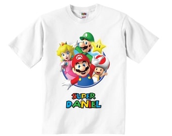 Personalized Super Mario Bros T-Shirt, Mario Bros Birthday T-Shirt, Mario Bros Birthday Party, Mario Bros T-Shirt, Super Mario Bros T-Shirt