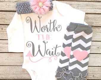 Baby Girl Clothes, Worth the Wait Bodysuit, Worth the Wait, Worth The Wait Baby Girl Shirt, Take Home Outfit, Baby Shower Gift