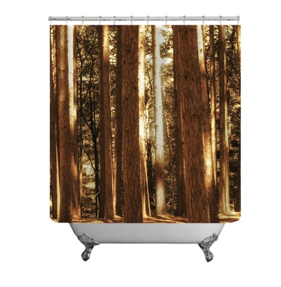 Pine Tree Shower CurtainWoodland Bathroom DecorForest Bath
