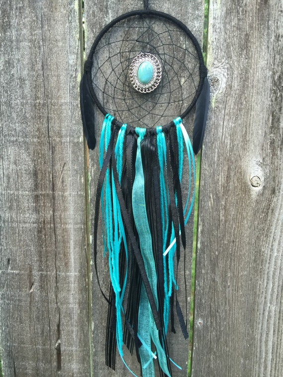 Large Dream Catcher Turquoise Black by BohoDreamCapture on Etsy