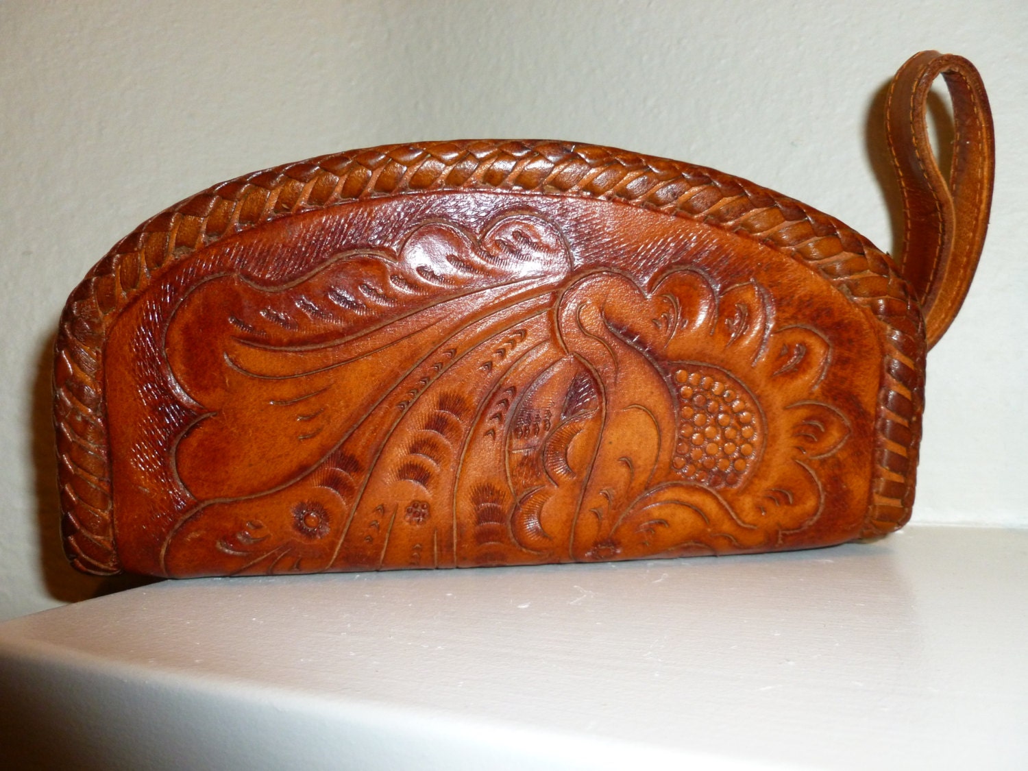 Vintage Hand Tooled Leather Clutch / Purse / by BrocanteSisters