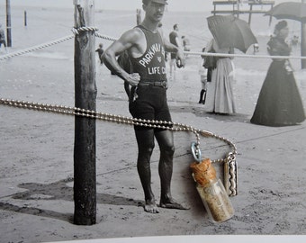 Coney Island,Coney Island Brooklyn NY, Sand Vial Necklace with Hot Dog Charm, Coney Island Jewelry,Coney Island Necklace
