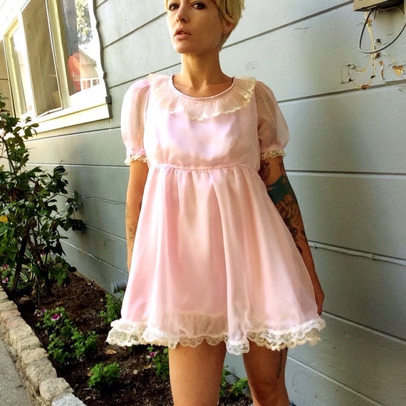 Antoinette Babydoll pink dress ruffled lace by MaliciousDesignsLA