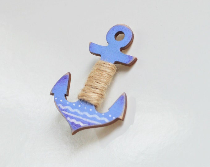 Anchor // Wooden brooch is covered with ECO paint // Laser Cut // 2016 Best Trends // Fresh Gifts // Nautilus