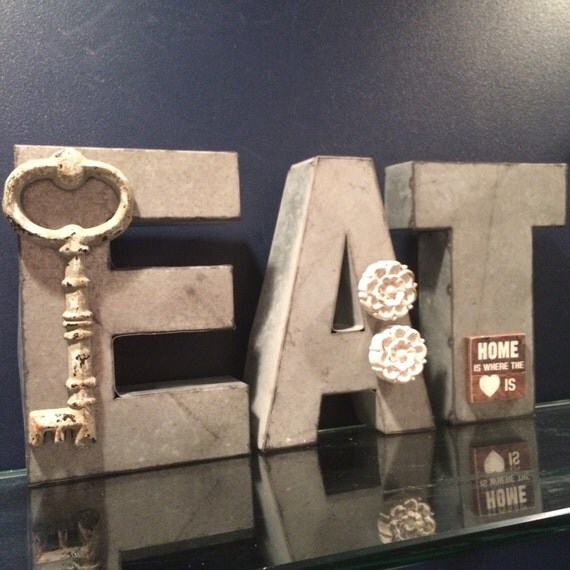 eat sign rustic metal eat lettersrustic kitchen decor by Bedotted