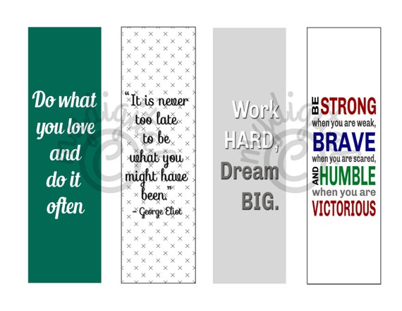 printable bookmarks printable quote motivational