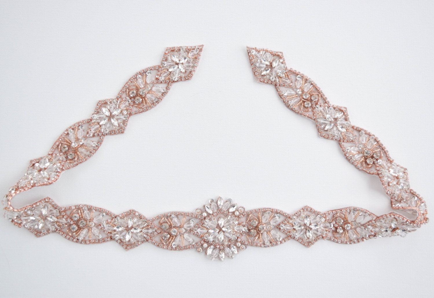 Rose Gold Rhinestone Belt with ClaspRose Gold Bridal Belt