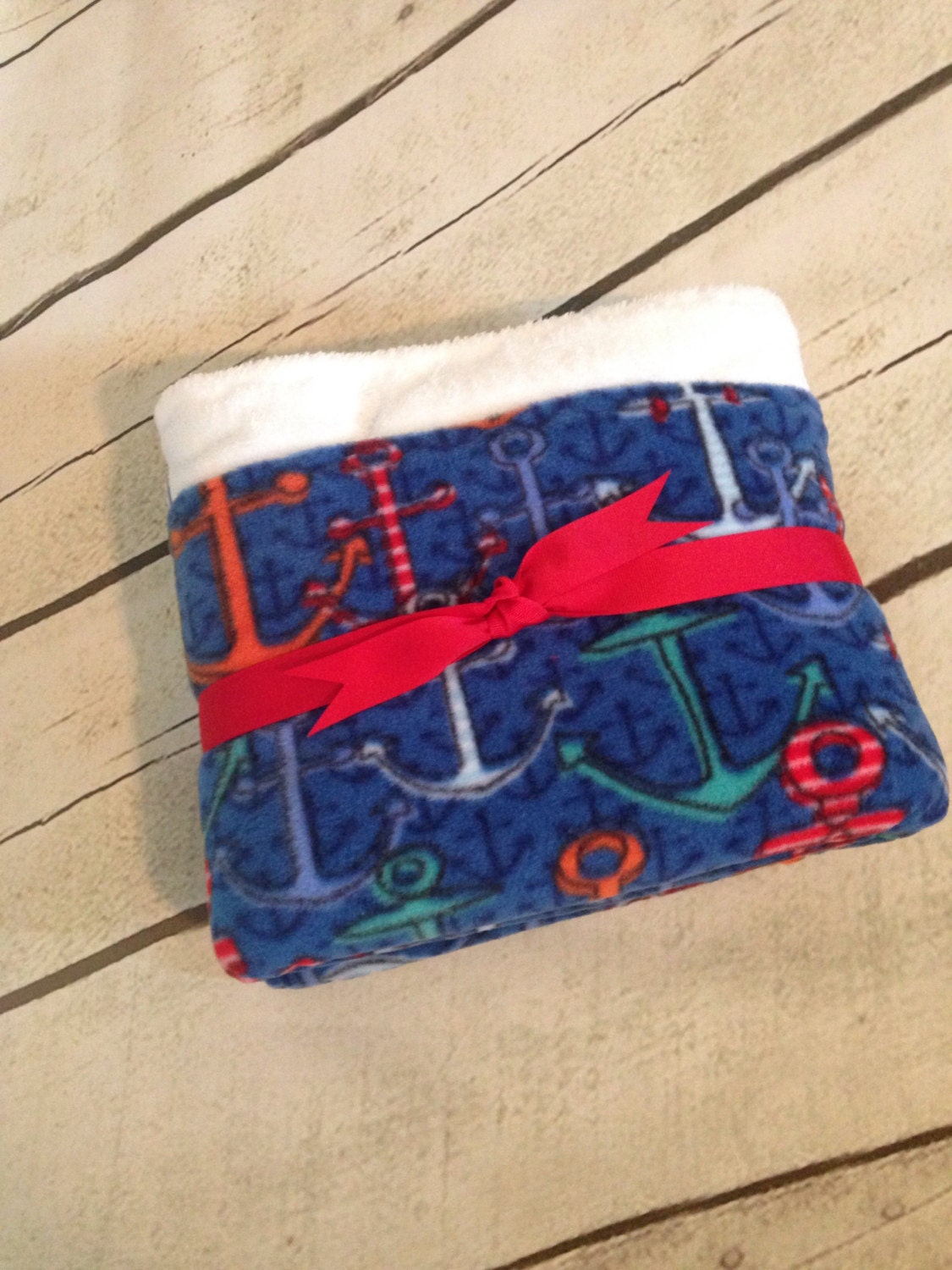 Nautical Baby Blanket Fleece Nautical Blue BlanketHandmade