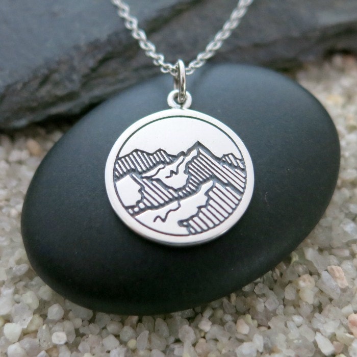Mountains Necklace Sterling Silver Mountain Pendant Nature