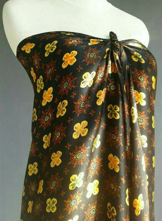 Silk Sarong Black Silk Satin Indonesian Silk Batik Fabric 