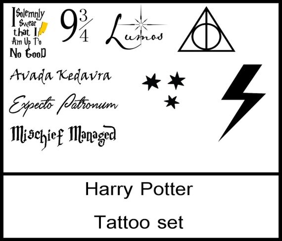 Harry Potter tattoo set Avada Kedavra Deathly Hallows