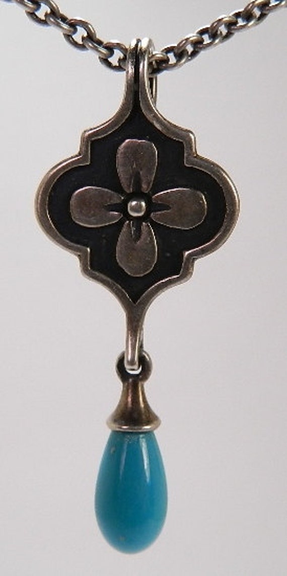 Vintage Sterling Silver Turquoise James Avery JA Flower Flora